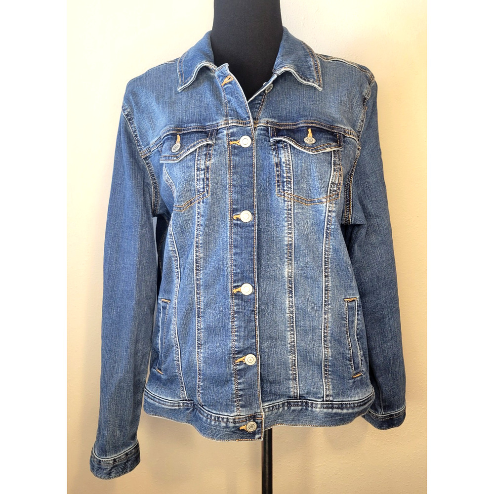 Maurices Women’s Denim Jacket Blue Jean Classic Button Front Stretch 0X Plus